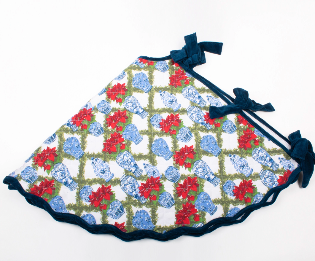 The Poinsettia & Porcelain Tree Skirt