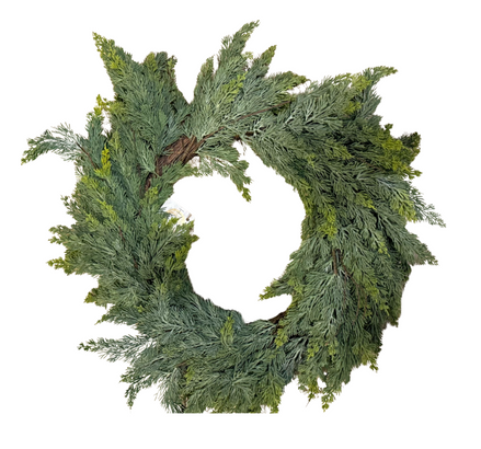 32 " KK Powdered Real Touch Cedar Wreath