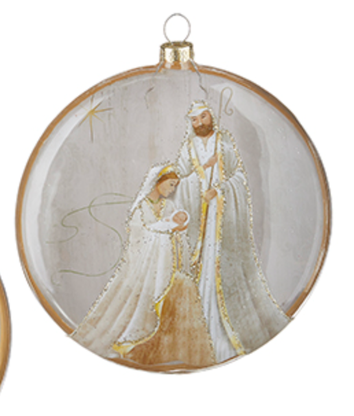 Holy Family and Angel Disc Ornament