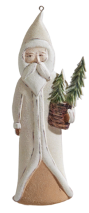 6" Natural Santa w/ Tree Ornament
