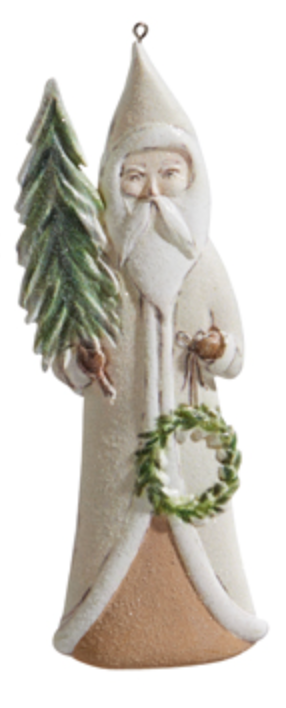 6" Natural Santa w/ Tree Ornament
