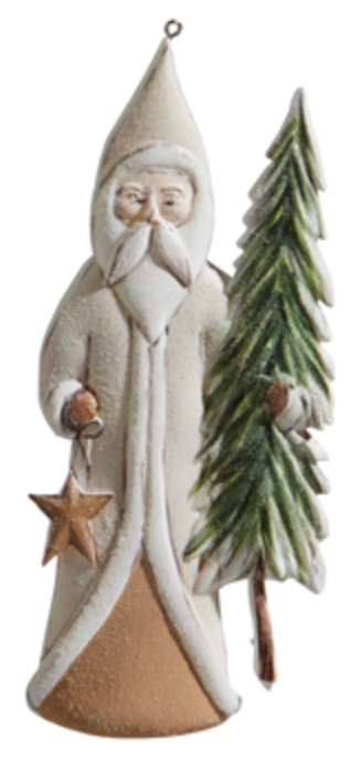 6" Natural Santa w/ Tree Ornament