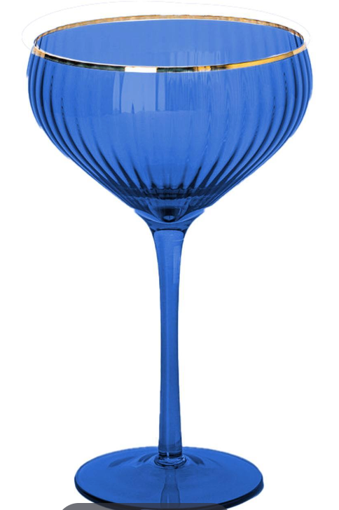 Ribbed Blue Glassware