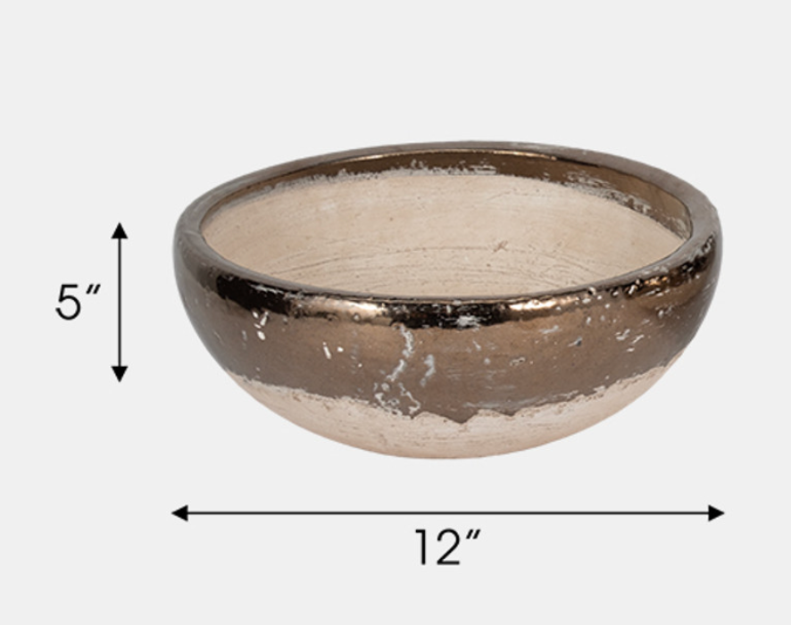 Bronze Rim Terracotta Bowl