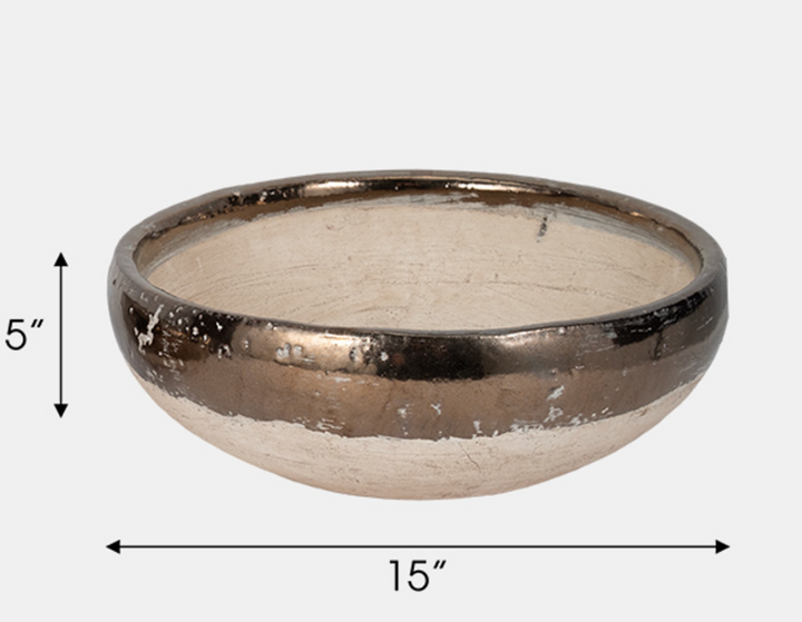 Bronze Rim Terracotta Bowl