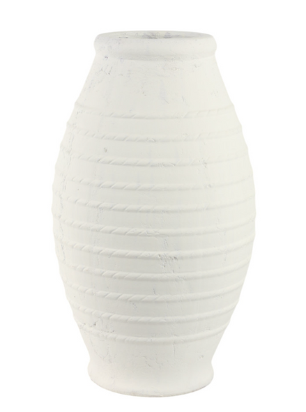 White Rope Ribbed Terracotta Vase