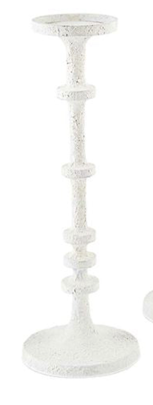 White Distressed Metal Candlestick