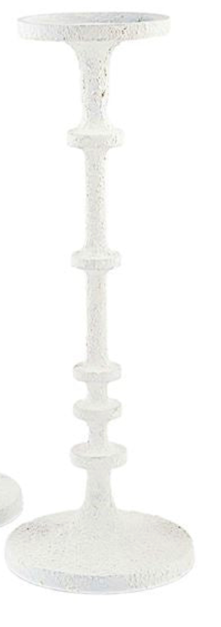 White Distressed Metal Candlestick