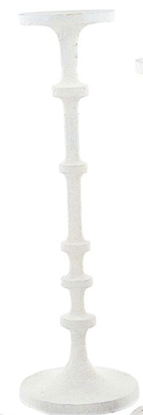 White Distressed Metal Candlestick