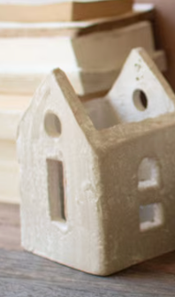 Gray Washed Clay House Luminary