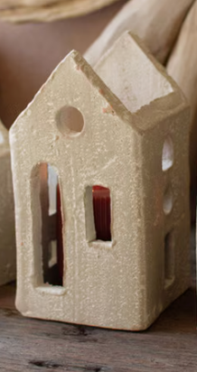 Gray Washed Clay House Luminary