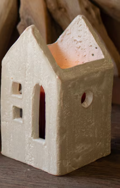 Gray Washed Clay House Luminary