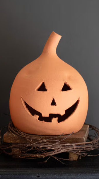 Handcrafted Terracotta Jack-O-Lantern