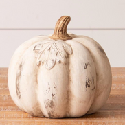Antiqued White Cement Pumpkin