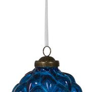 Textural Opaque Blue Glass Ball Ornament