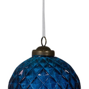 Textural Opaque Blue Glass Ball Ornament