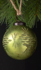 Green Etched Glass Ornaments-Assorted Styles