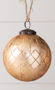 Rustic Rose Gold Etched Glass Ornaments-Assorted Styles