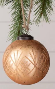 Rustic Rose Gold Etched Glass Ornaments-Assorted Styles