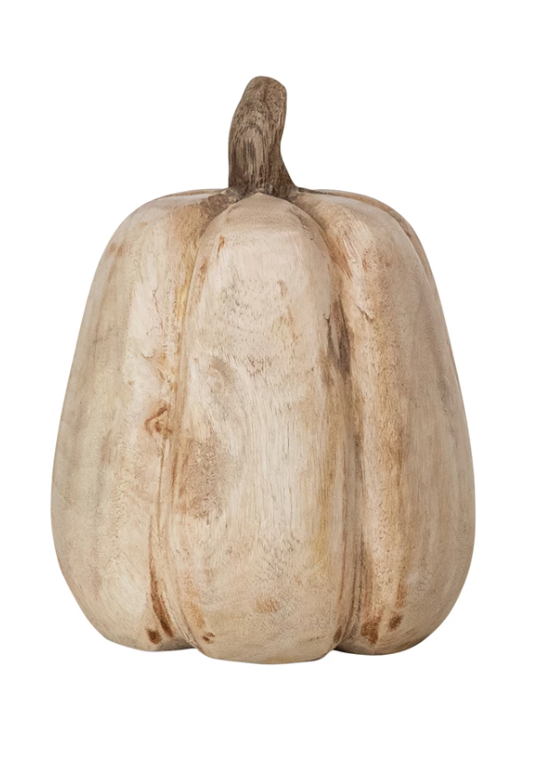 Carved Mango Wood Pumpkin