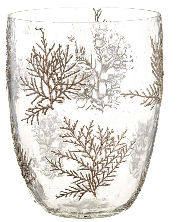 Pine Etched Glass Vase
