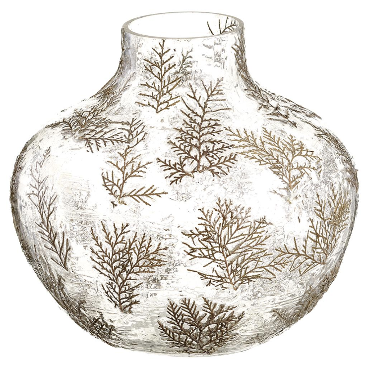 Pine Etched Glass Vase