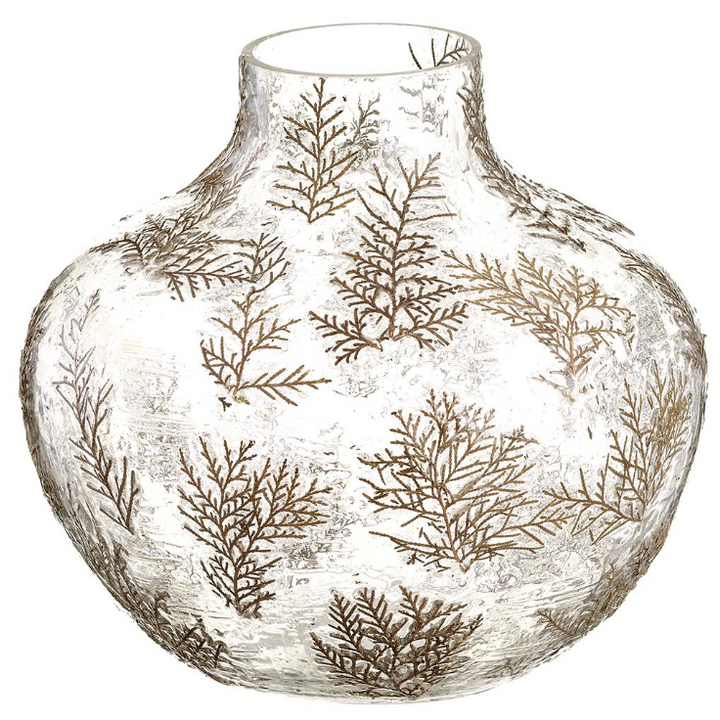 Pine Etched Glass Vase