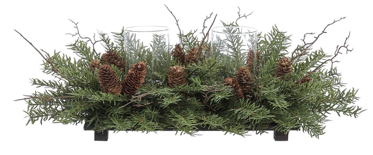 Pine Branches with Pinecones Candleholder