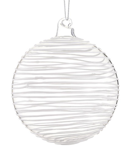 Textured White Swirl Glass Ornament
