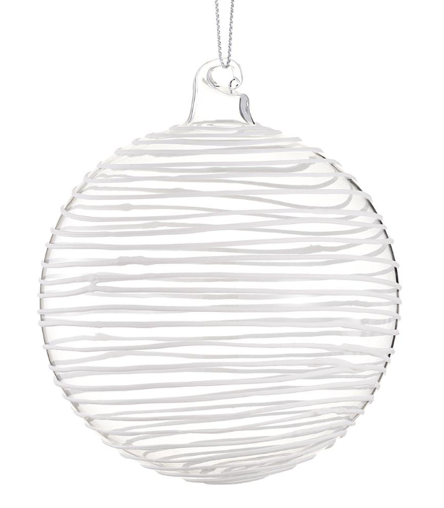 Textured White Swirl Glass Ornament