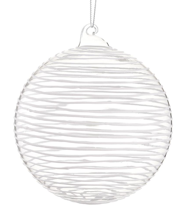 Textured White Swirl Glass Ornament