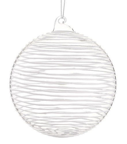 Textured White Swirl Glass Ornament