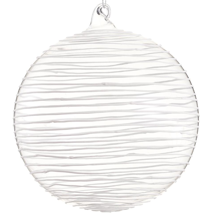 Textured White Swirl Glass Ornament