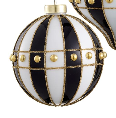 Black and White Gilded Lattice Ornament