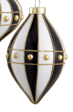 Black and White Gilded Lattice Ornament