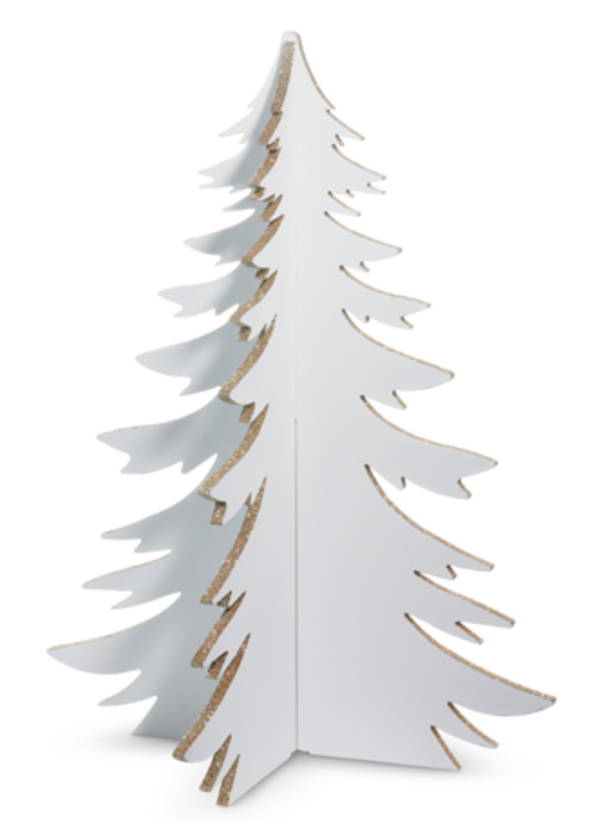 White Silhouette Tree with Gold Glitter