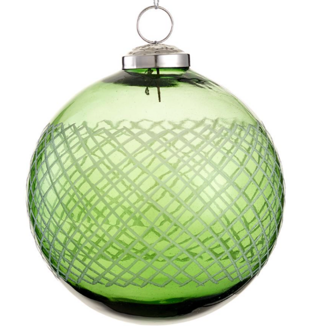 Green Etched Glass Ornament