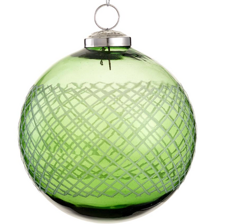 Green Etched Glass Ornament