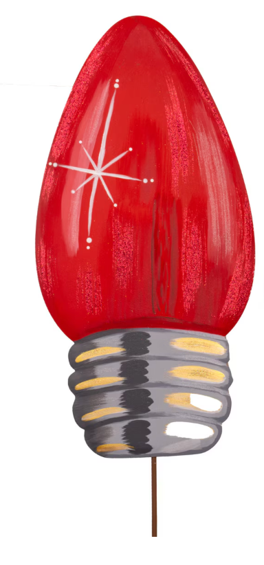 Red and Green Large Christmas Bulb Stake