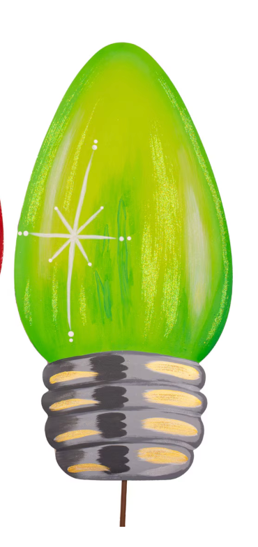 Red and Green Large Christmas Bulb Stake