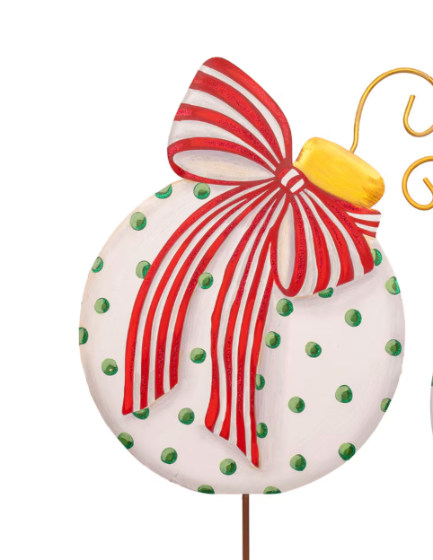 Red, Green, and White Ornament Stake