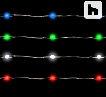 Battery Operated 50L Big Seed Micro Light - Assorted Color Strands/Silver Wire