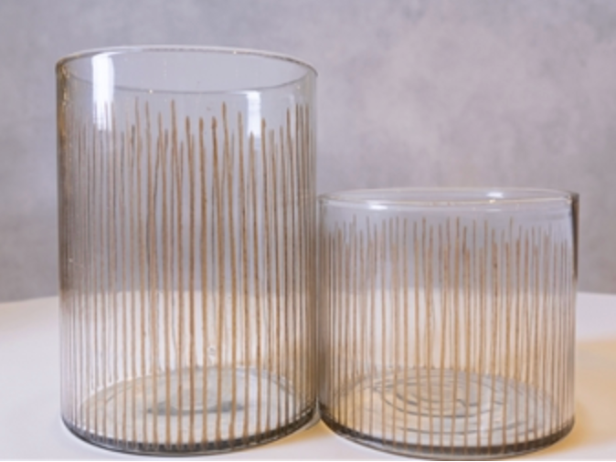 Etched Glass Candle Holder