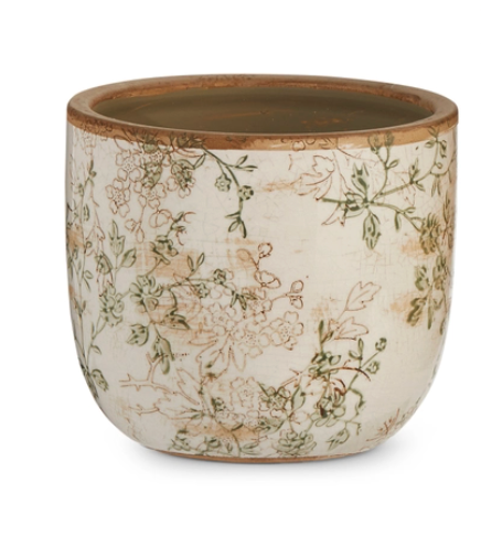 Taupe Floral Cache Pots