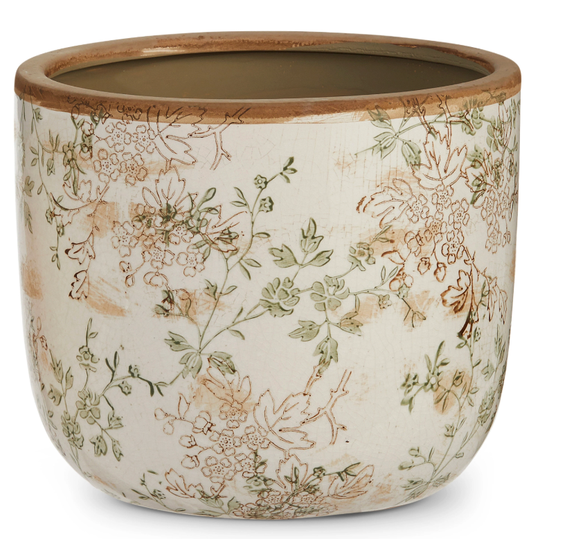 Taupe Floral Cache Pots