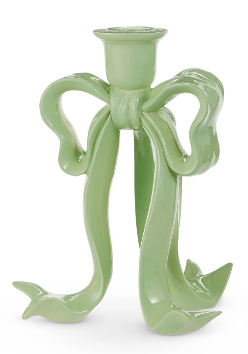 Green Bow Candlesticks