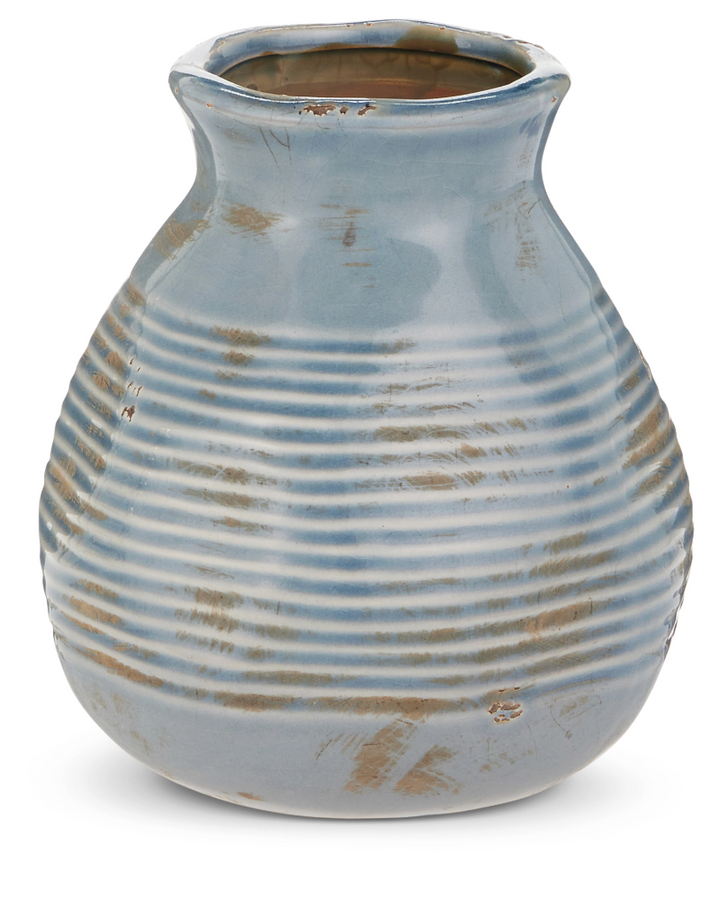Distressed Blue Vases
