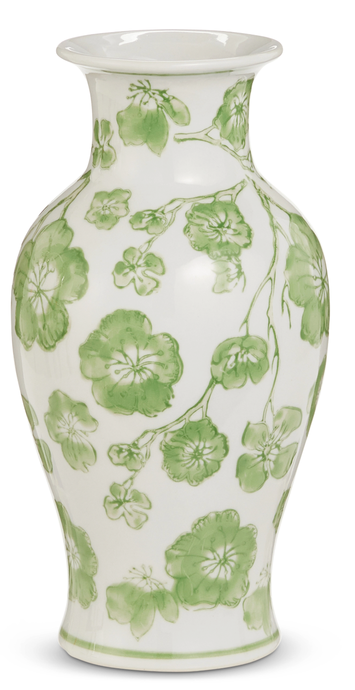 Green Cherry Blossom Bud Vase