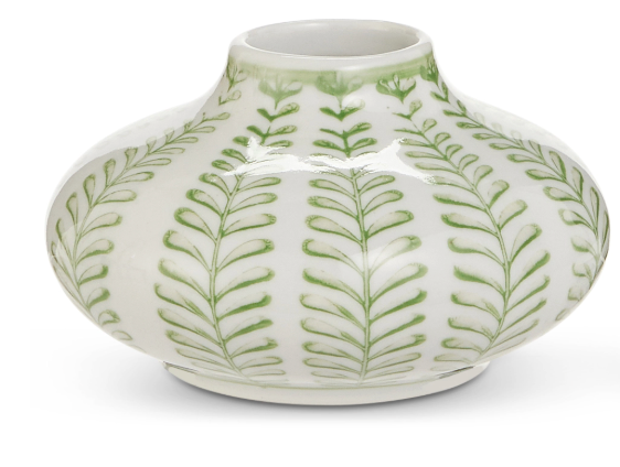 Green Floral Bud Vase