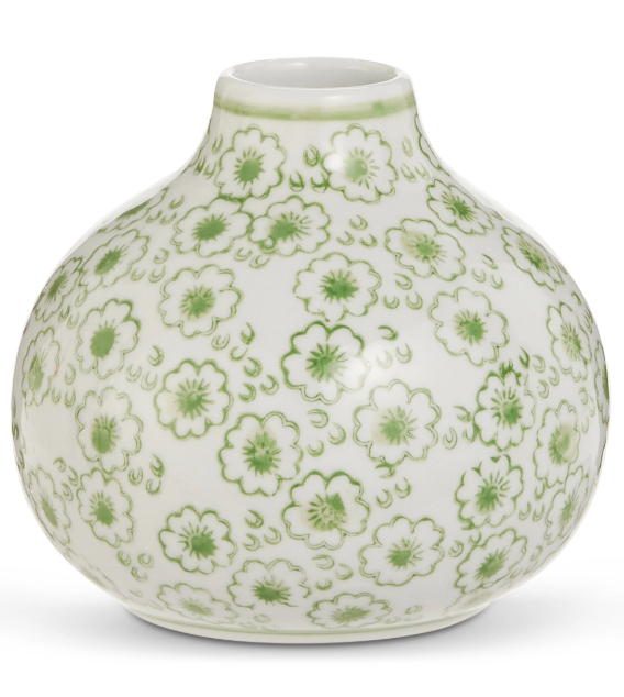 Green Floral Bud Vase